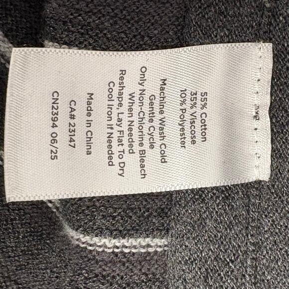 T by Talbots Gray Black cowl neck pullover striped tunic sweater size XL - Picture 7 of 10